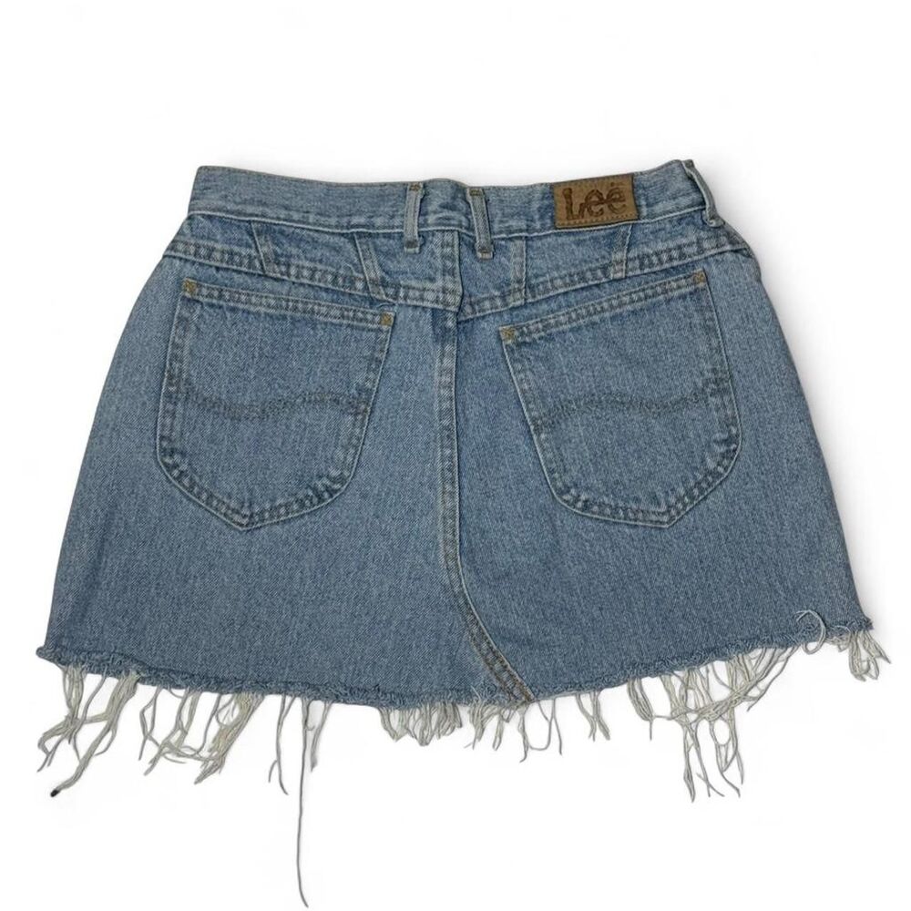 Lee Light Wash Distressed Denim Mini Skirt Women’s Small Y2K Jean Skirt